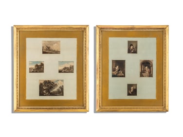 Pair of Framed Engraving Groups from the Marquis of Safford Collection, 18th–19th Century