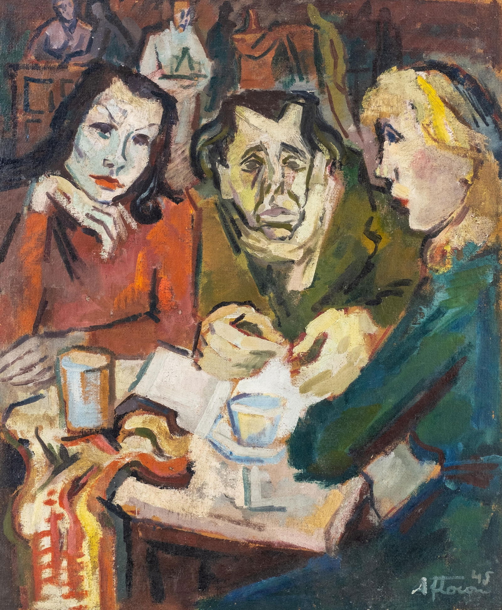 Albert Flocon (French), 1945 Double Sided, Oil on Wood Panel Painting, Signed & Dated (1 of 10)