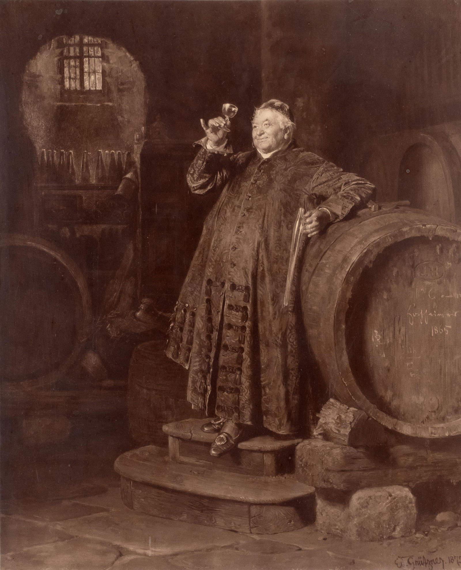 Eduard Grützner German Late 19th Century Photogravure After Painting “Die Weinprobe (1 of 1)