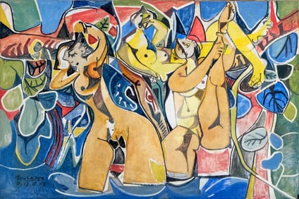 Jean Chape, The Bathers, 1963 - Oil on Canvas Painting, Signed w/ Provenance