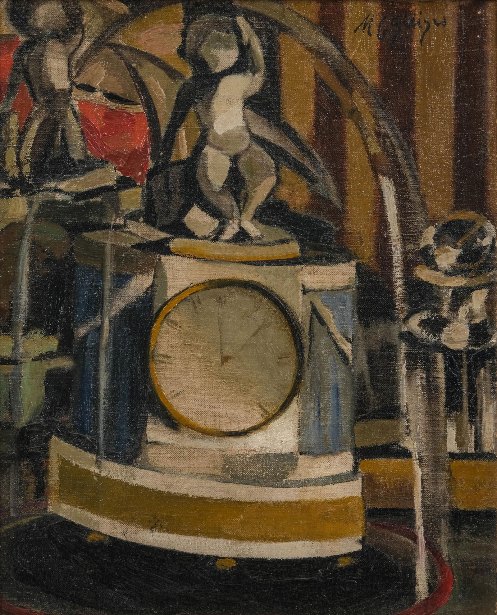 Signed Albert Gleizes Oil on Canvas Cubist / Orphism Painting: Keywords: Cubist Movement, Orphism, Early Modernism, Avant-Garde Paris School, Analytical Abstraction, Futurist Influence, Fernand Léger style, Robert Delaunay style, Juan Gris style, oil on canvas,