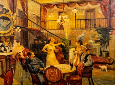 Jack Levine, Signed Large Oil on Canvas Painting "New Friends"