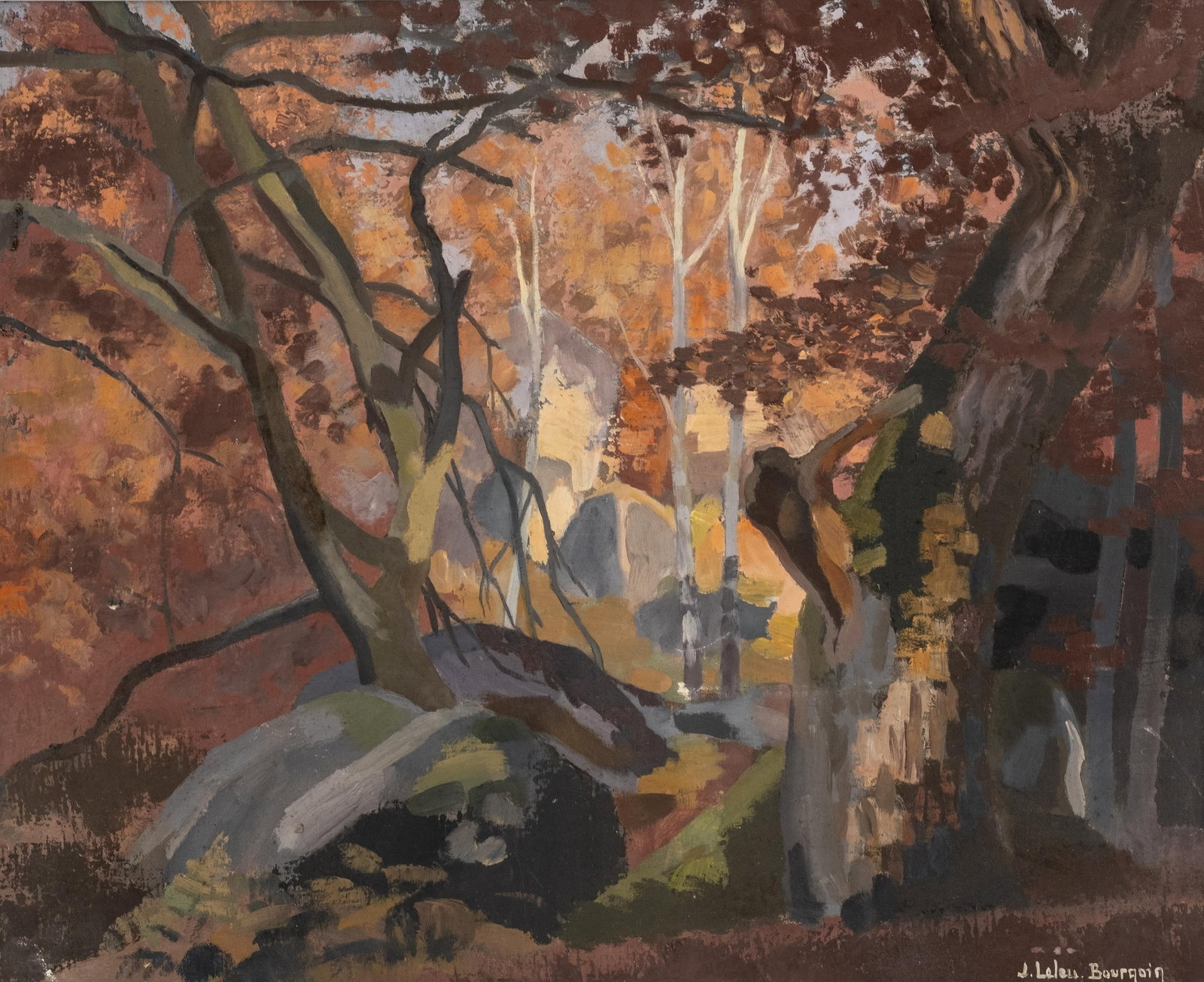 Jean Leleu-Bourgois French 20th Century Oil on Canvas Painting, The Gorges of Apremont, Signed (1 of 12)