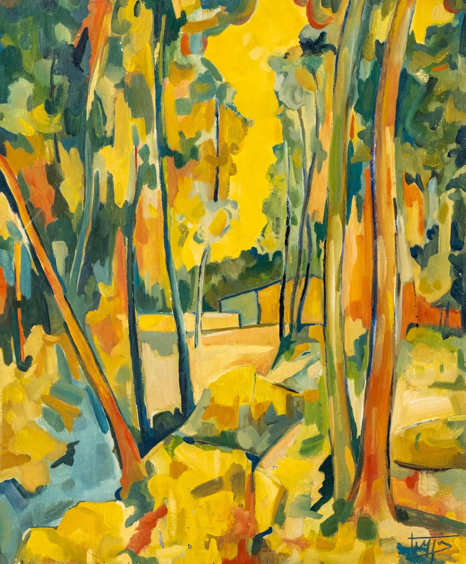 Signed Modernist Landscape Oil on Canvas Painting (1 of 11)