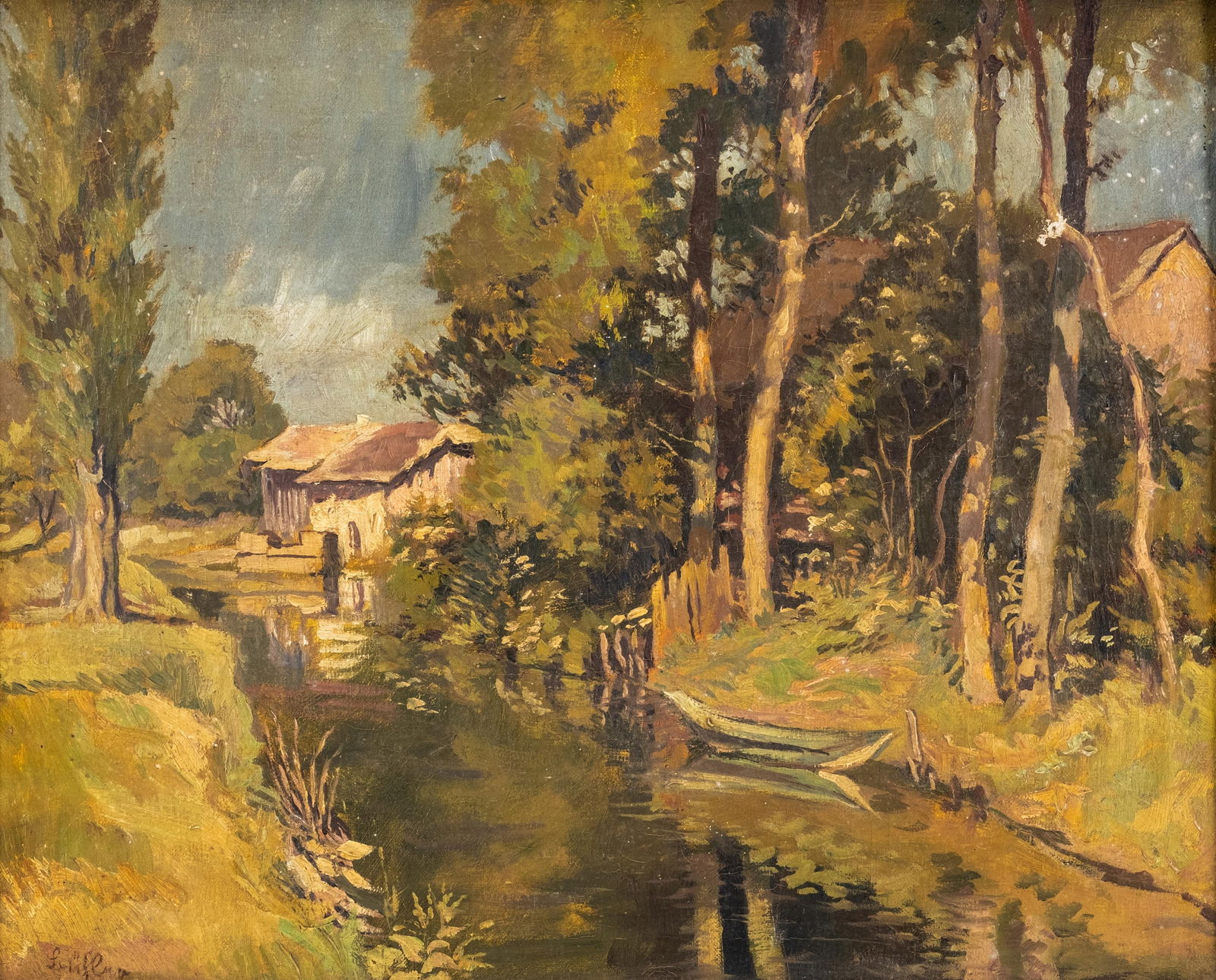 Heinrich Bühler German 20th Century Landscape Painting “Village at a Bachlauf", Signed (1 of 11)