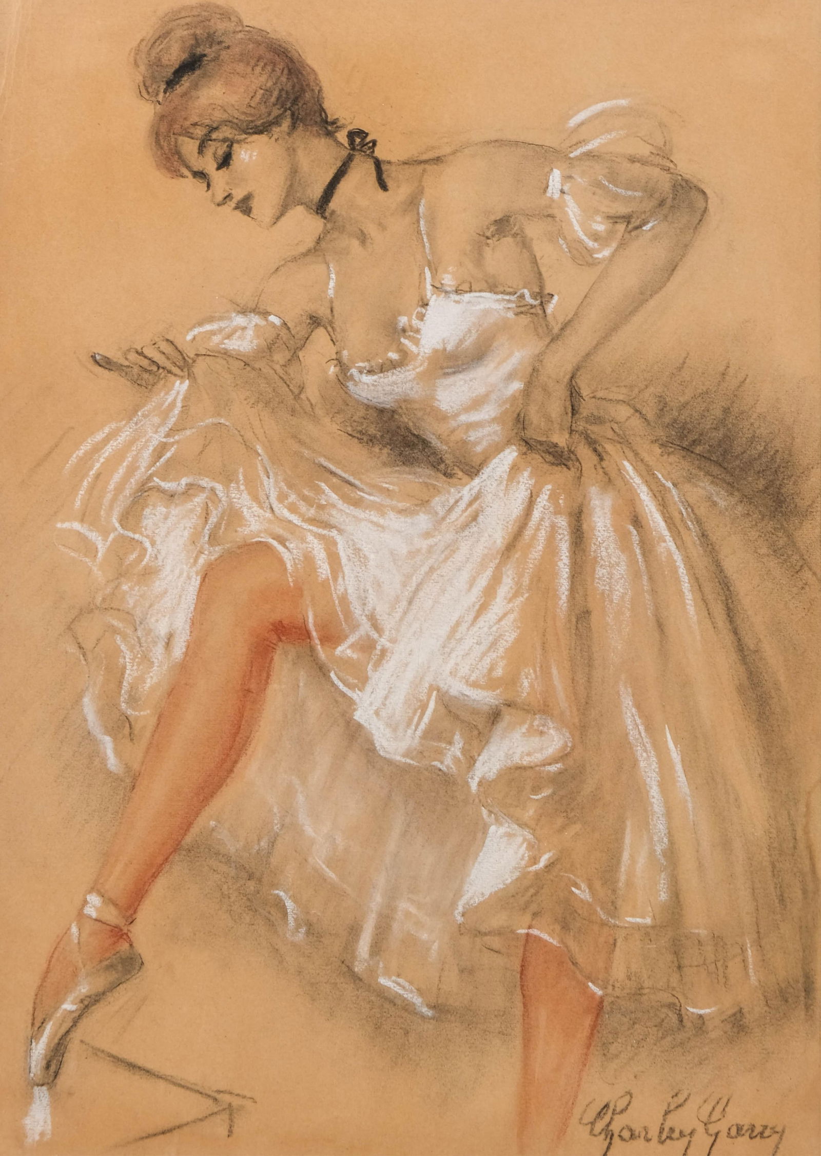 Charley Garry “Ballerina form," Signed Pastel Drawing Painting Early 20th Century (1 of 13)