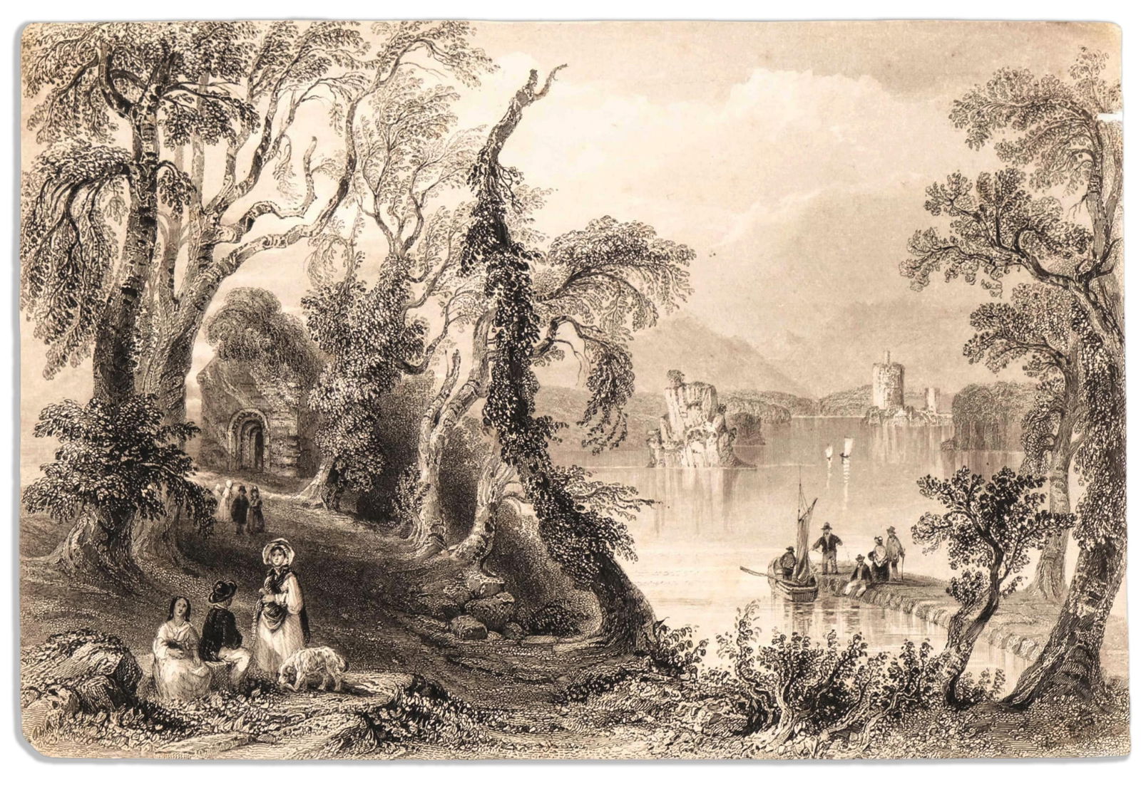 English School 19th-Century Romantic Landscape Ink Drawing on Paper (1 of 2)