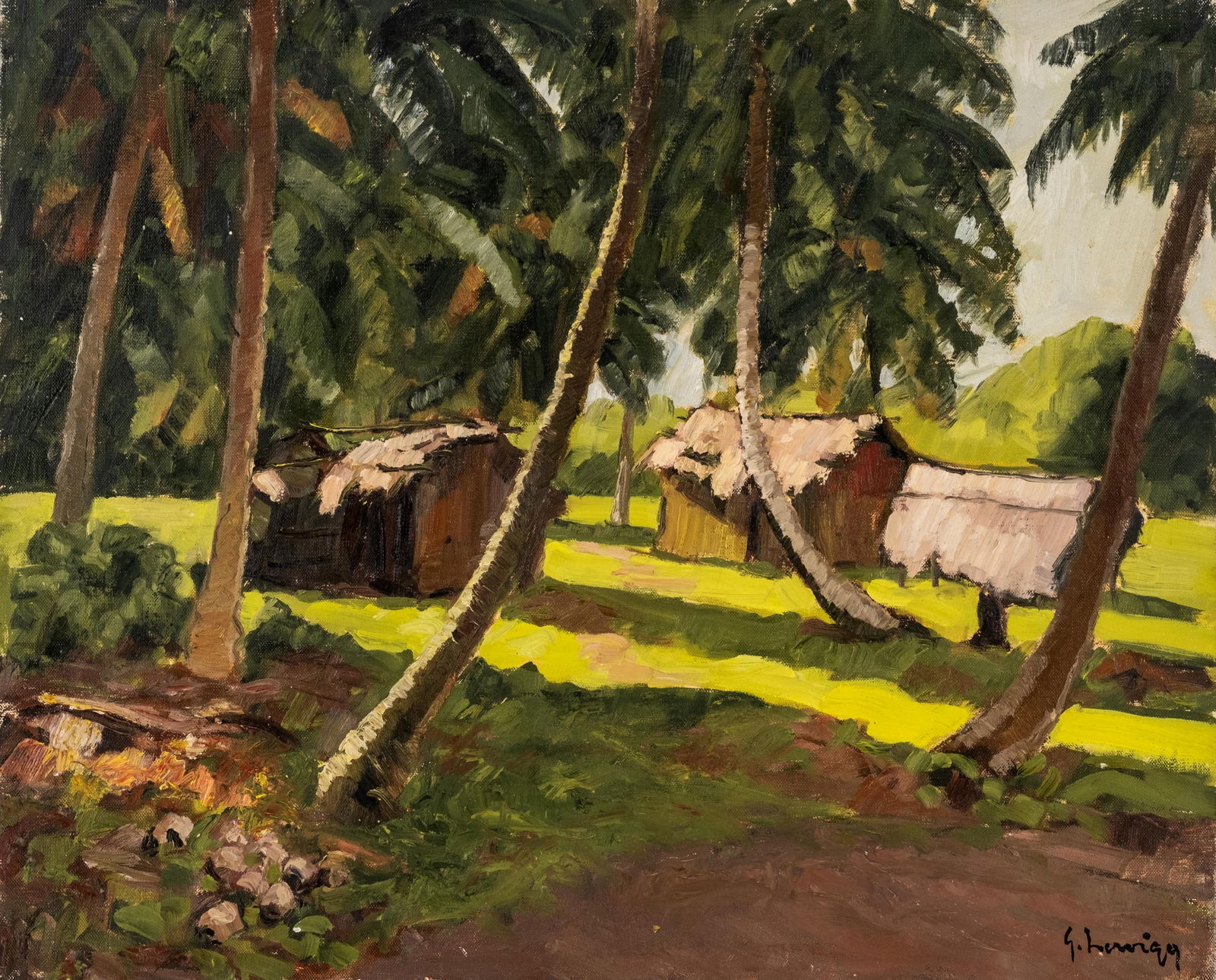 Gustave Hervigo “Bush In Abidjan" Oil On Canvas Painting (1 of 11)
