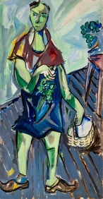 Hans Schmarbeck German Oil on Canvas Winter River Landscape Painting, Signed and Dated 1945