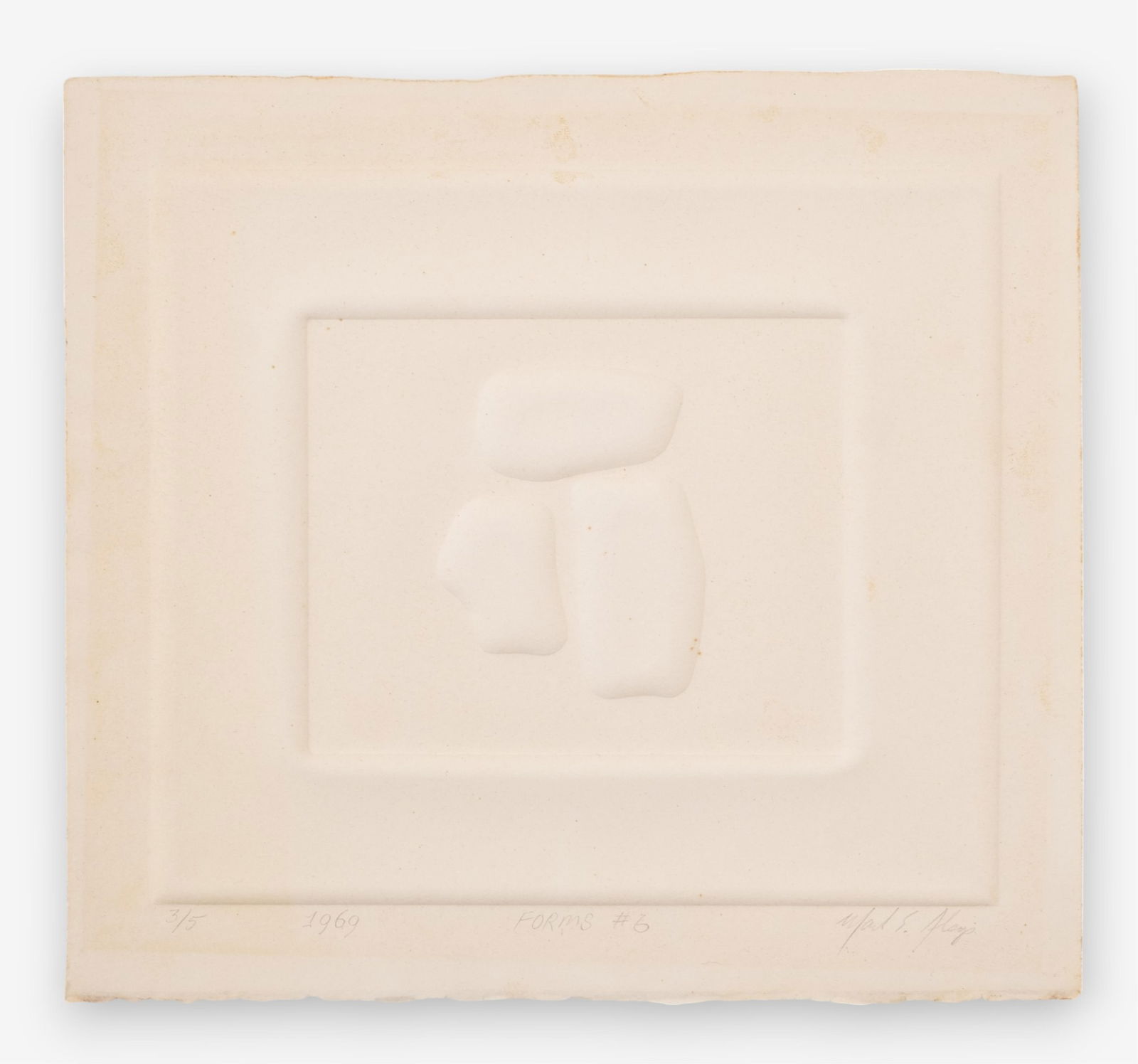 Mystery Artist Signed Embossed Minimalist Print Forms #6, Signed and Dated 1969 (1 of 10)