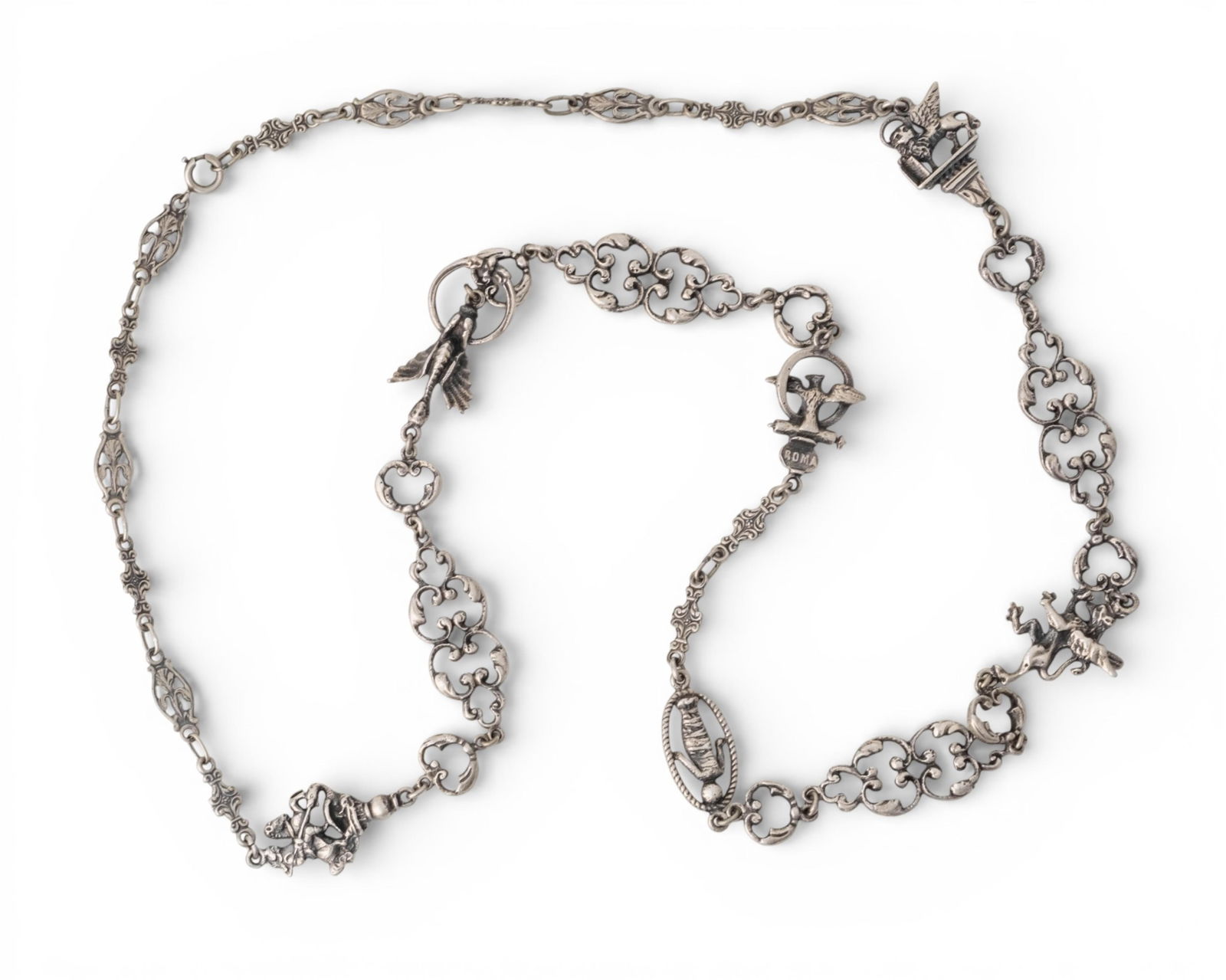 Italian Silver Figural Charm Bracelet, Late 19th–Early 20th Century (1 of 8)