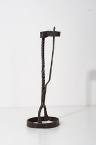 Early Hand Forged Wrought Iron Spiral-Form Betty Lamp, 18th–19th C.