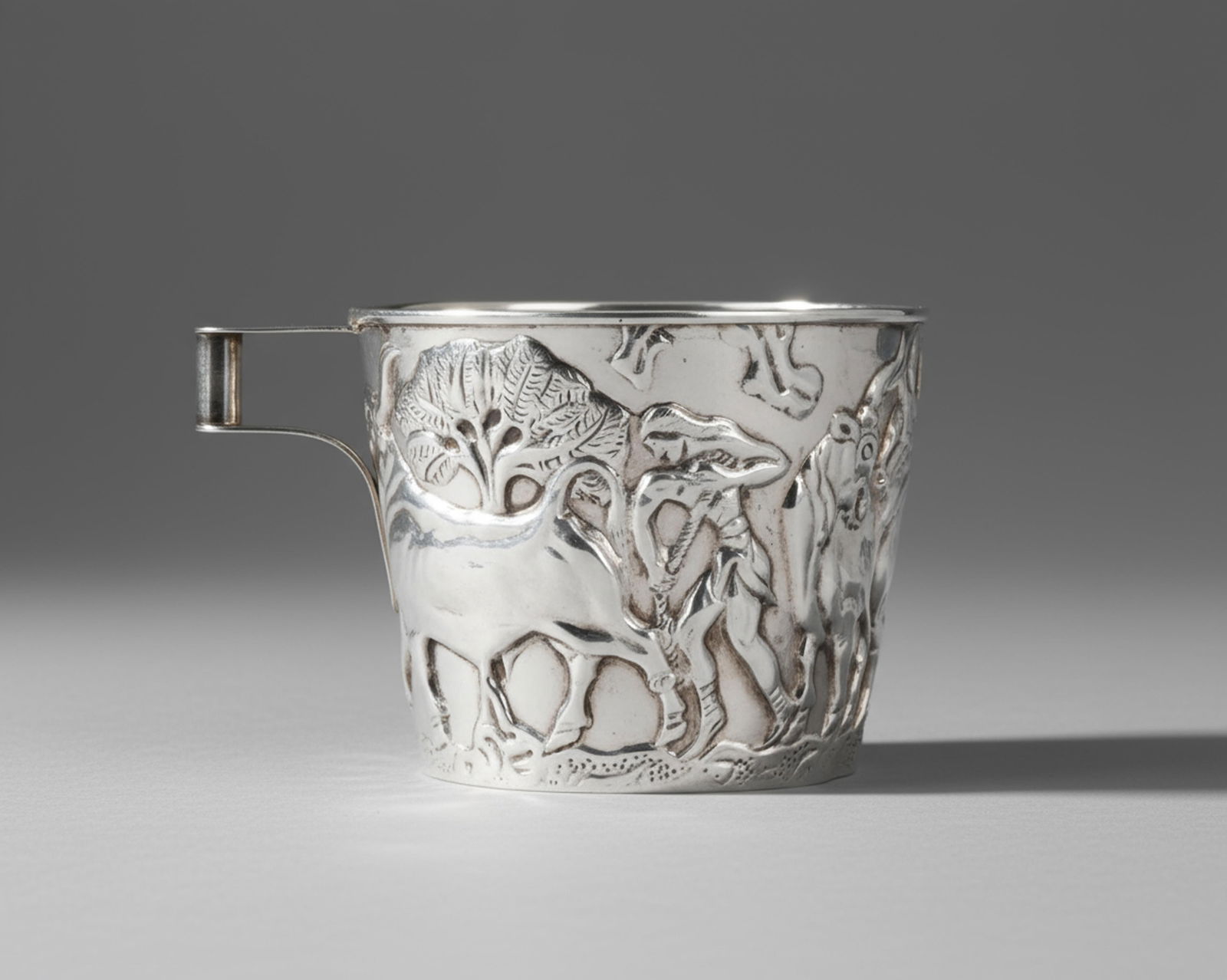 Ilias Lalaounis, Silver Vaphio Goblet with Ancient Greek Design Scenes, Signed (1 of 8)