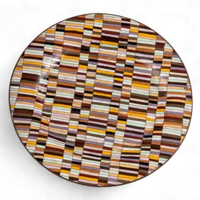 Rare Cloisonné Charger with Staggered Geometric Pattern, Early 20th Century 12 1/4 in. (31.1 cm.)