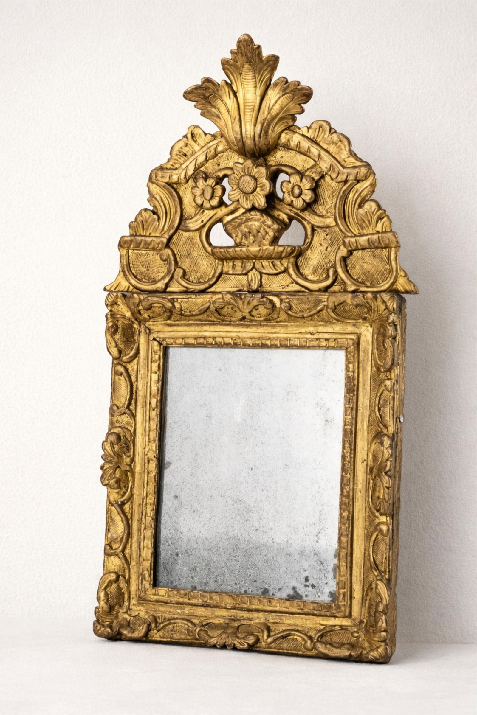 French Fine Period Carved Pedimented Mirror, 18th Century (1 of 8)
