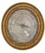 French Giltwood Barometer, Early 19th Century: Keywords: scientific instrument, antique weather instrument, Louis XVI movement, Neoclassical design, Empire style, Rococo revival, Directoire period influence, Belle Époque decorative arts,