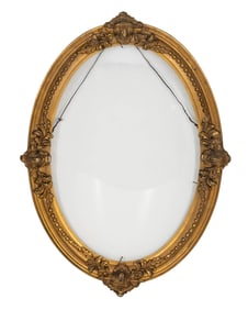 Antique Giltwood Oval Frame With Convex Glass, 19th-20th Century