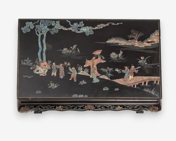 Chinese Black Coromandel Lacquer Inlay Low Table