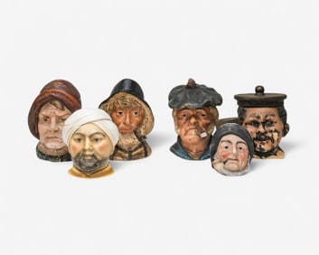 Lot of Six Antique Ceramic Tobacco Jars, Late 19th - Early 20th C.