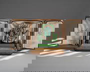 Tiffany & Co Gold Silver and Enamel Clock set with Jewels, Early 20th Century, Engraved Leather Case: Keywords: No reserve, Art Deco, Ruby Cabochon Jewelry, Belle Époque, Edwardian Era, Early 20th Century Clock, French Modernism, Fin-de-Siècle, Cartier style, Fabergé style, Luxury Designer,