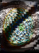 Huge Skylight/Window/Dome Dragonfly Tiffany Studios New York Tag in Frame: 52 in, Glass: 40 in.: Keywords: No reserve, Louis Comfort Tiffany, Art Nouveau Lamps, Leaded Glass shades, Ceiling Fixture, Jugendstil, Leaded Glass Windows, Leaded Glass Pendant, Skylights Summary: Amazing, Tag Attached