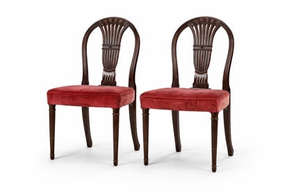 Hepplewhite Excellent Antique Pair of Mahogany Fine Carved Sheaf-Back Chairs