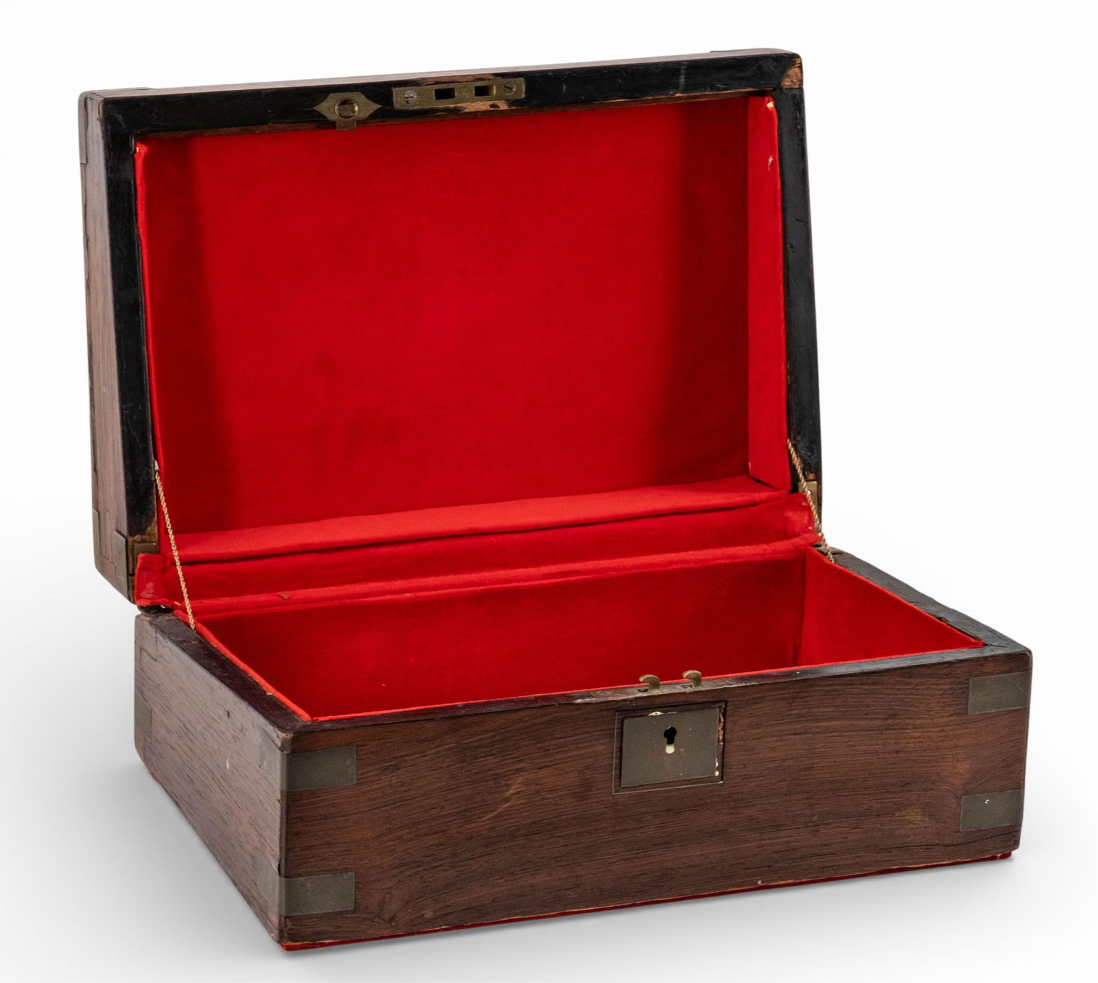 Antique Wooden Jewelry Box With Red Velvet Interior, 19th Century - 3