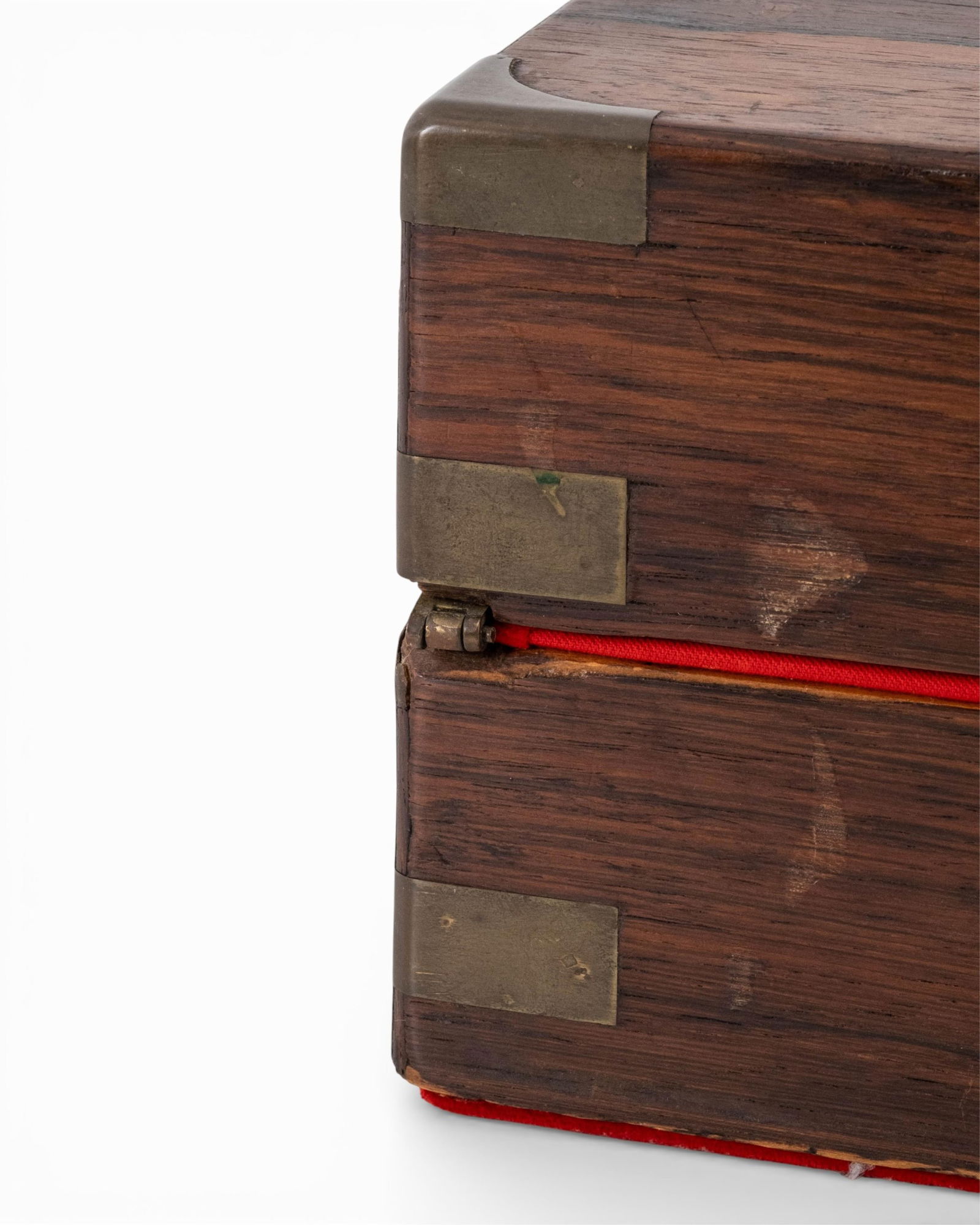 Antique Wooden Jewelry Box With Red Velvet Interior, 19th Century - 6