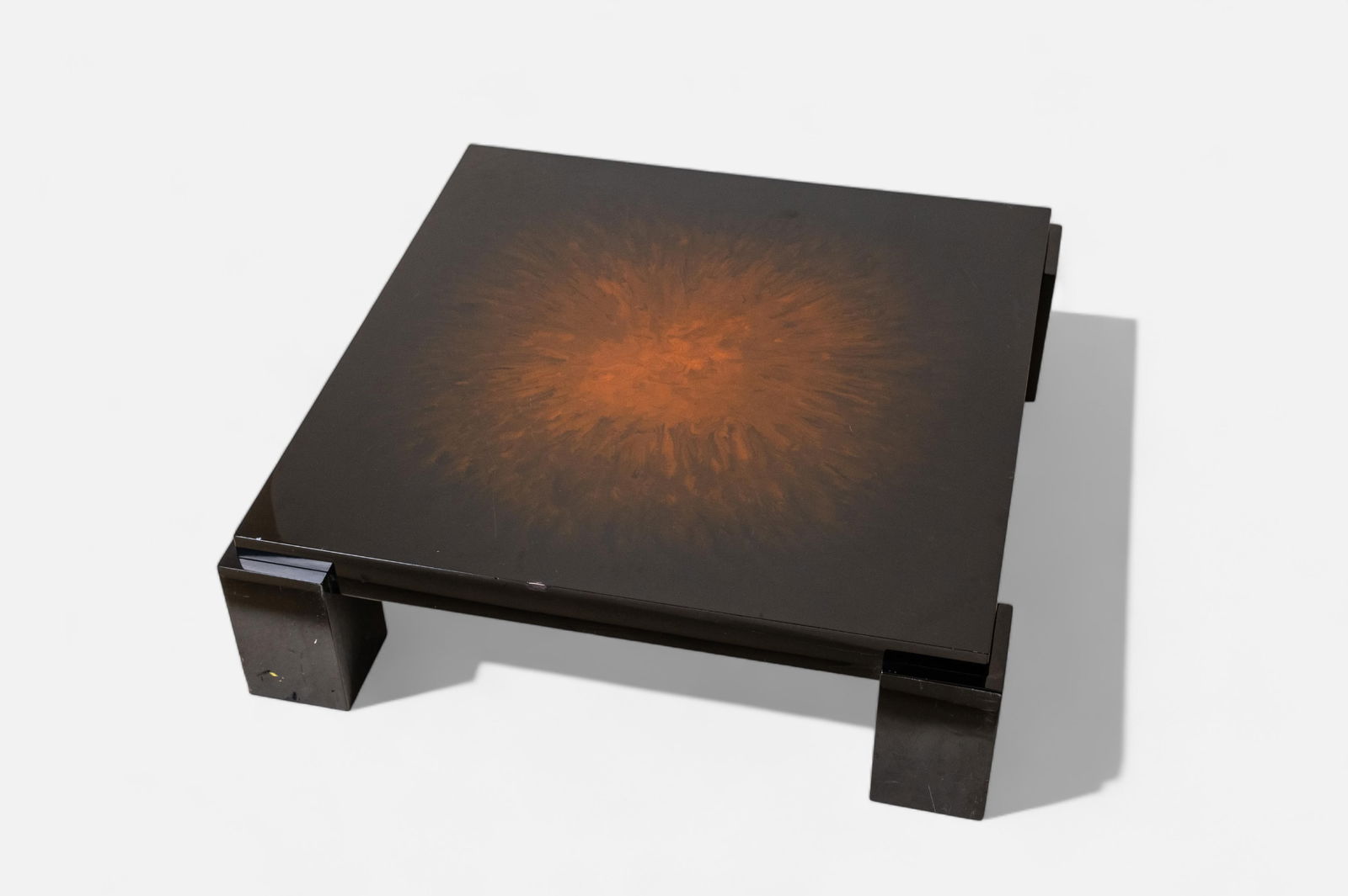 Maison Charles Lacquer Sunburst Pattern Coffee Table, Mid Century - 3