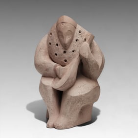 Cubist Modernist Signed Large 15" Stoneware Sculpture, Circa 1925