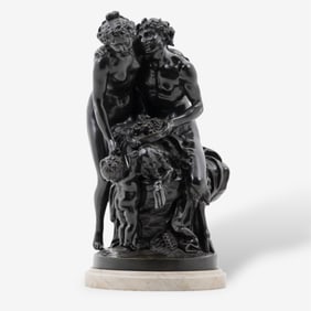 Clodion (Claude Michel Clodion) Signed Bronze "Satyr and Bacchante," Good Period Casting