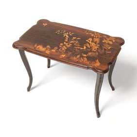 Galle Marquetry Art Nouveau Inlaid Table, Signed, early 20th century