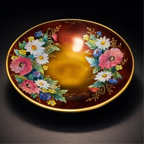 Camille Faure Limoges Hand Painted Enamel on Copper Plate, Signed