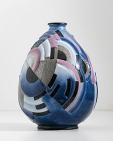 Camille Fauré Enamel Over Copper Vase, Art Deco, Limoges, Signed, Circa 1930