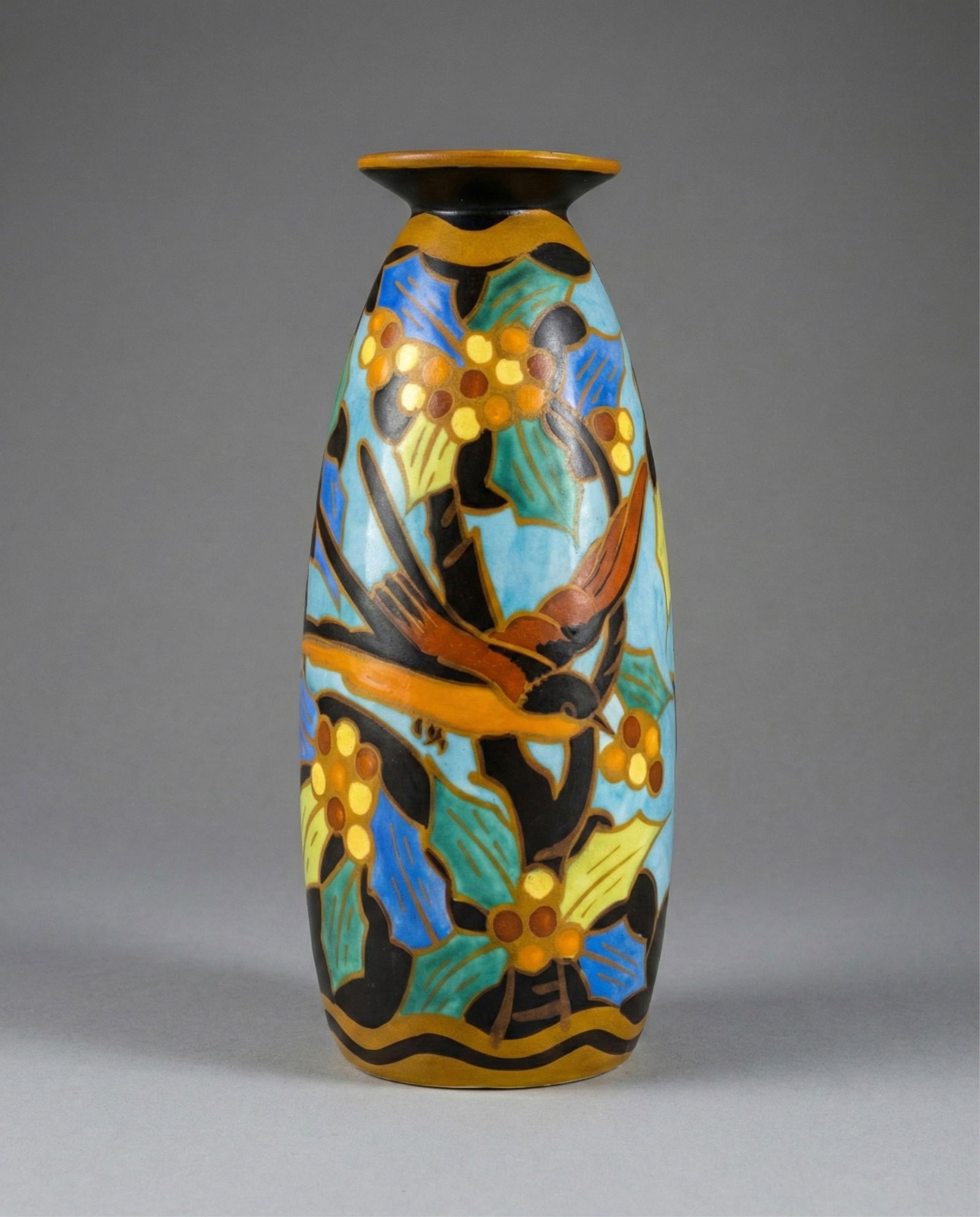 Charles Catteau Boch Keramis Art Deco Swallow Vase, Circa 1930 (1 of 14)