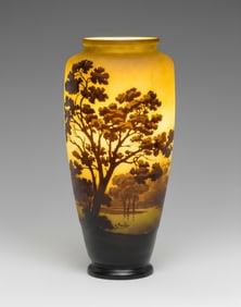 Large Émile Gallé Signed Art Nouveau Cameo Landscape Vase 18" Tall