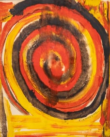 Maurice Tirmarche Signed Gouache on Paper Painting w. Gallery Stamp