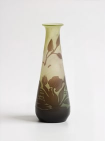 Galle Cameo Acid Etched Art Nouveau Glass Vase, Multilayer, Circa 1920