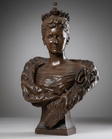 Goldscheider large art nouveau Signed Classical Terracotta Bust Sculpture, 30"