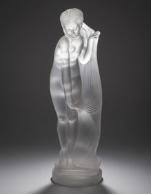 Etling France Etched Art Glass Sculpture signed and numbered early 20th C.