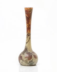 Legras Signed Tall Etched Art Deco Nouveau Glass Vase