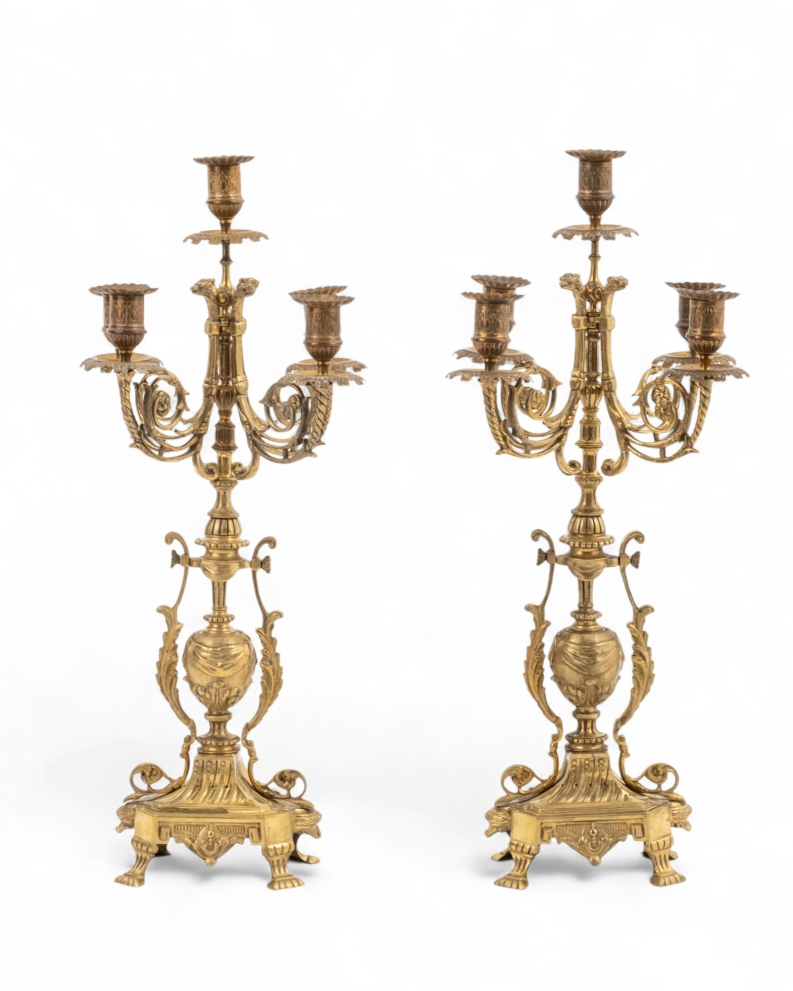 Pair of Tall French Gilt Bronze Louis the XVI Style Candelabras, Mid to Late 19th Century (1 of 12)