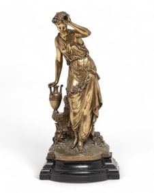 Henri Honoré Plé Signed tall Gilded Bronze Sculpture, 19th Century