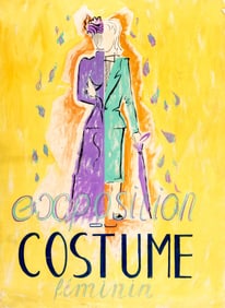 Paul Colin Original Submission Artwork for Expositon Feminin Poster, Gouache Painting