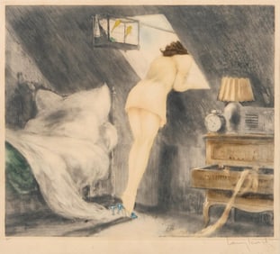 Louis Icart 'The Attic Room' Aquatint Etching, Signed