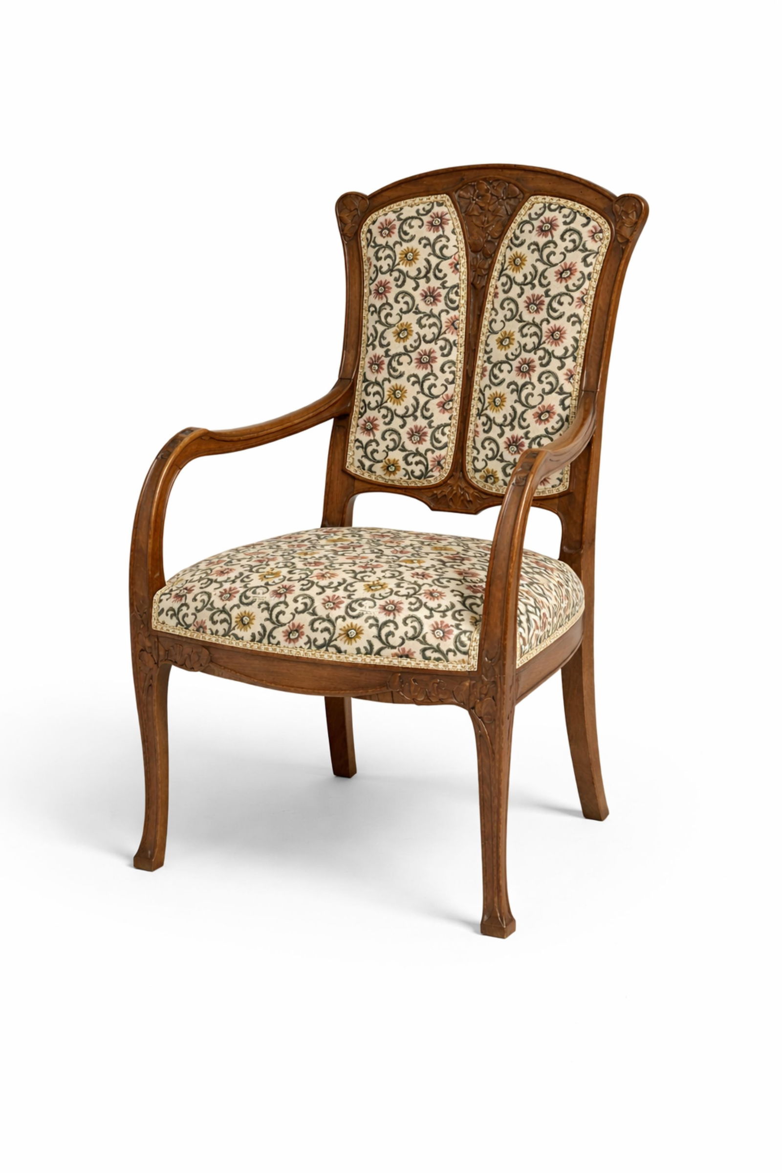 Louis Majorelle French Art Nouveau Carved Wood "Ombellifères" Armchair, circa 1900 (1 of 12)