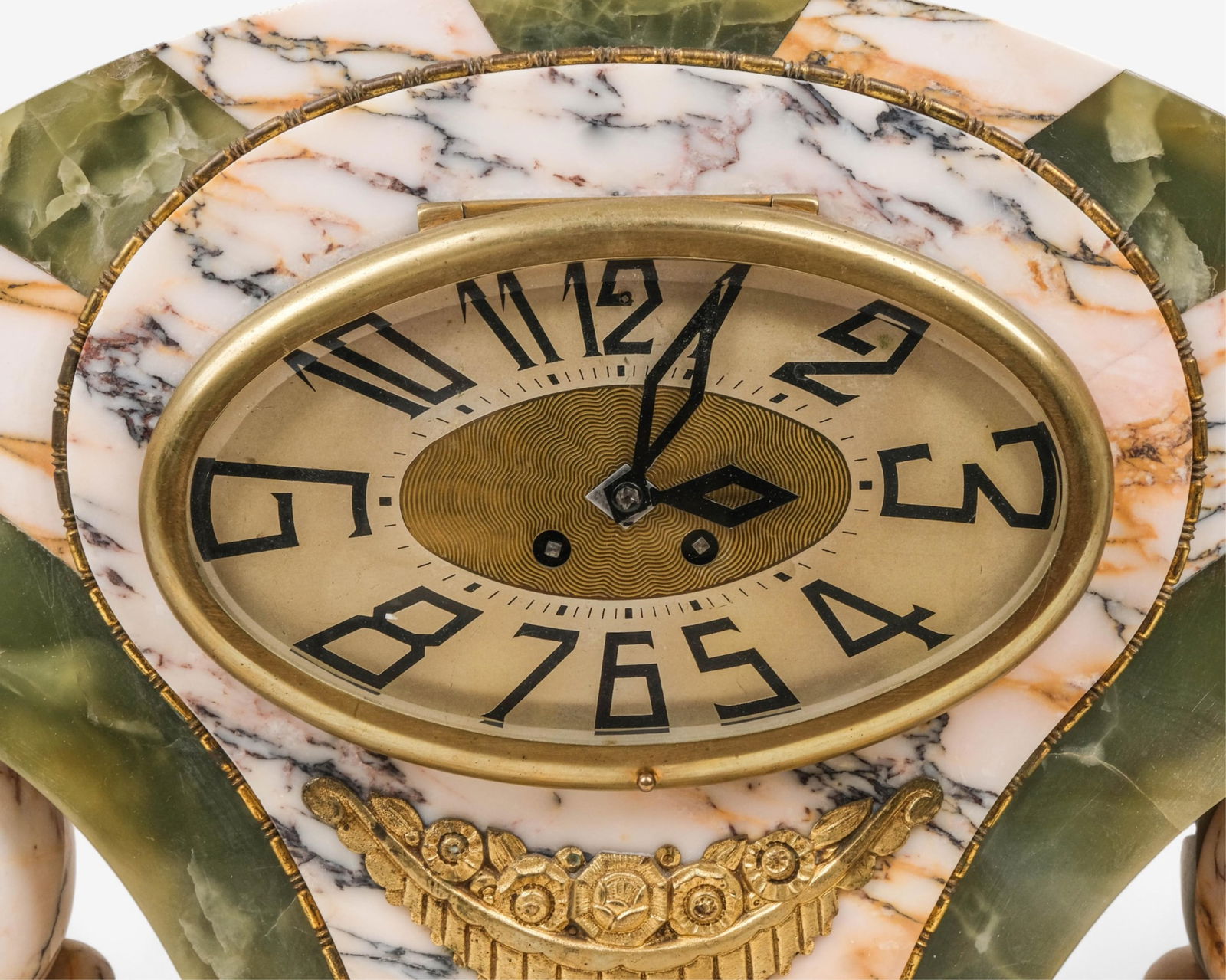 Art Deco Two-Tone Marble and Gilt Bronze Mantel Clock, Circa 1930 (1 of 15)