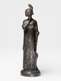 Raoul Larche Signed Art Nouveau Bronze “Woman with Umbrella", Circa 1911