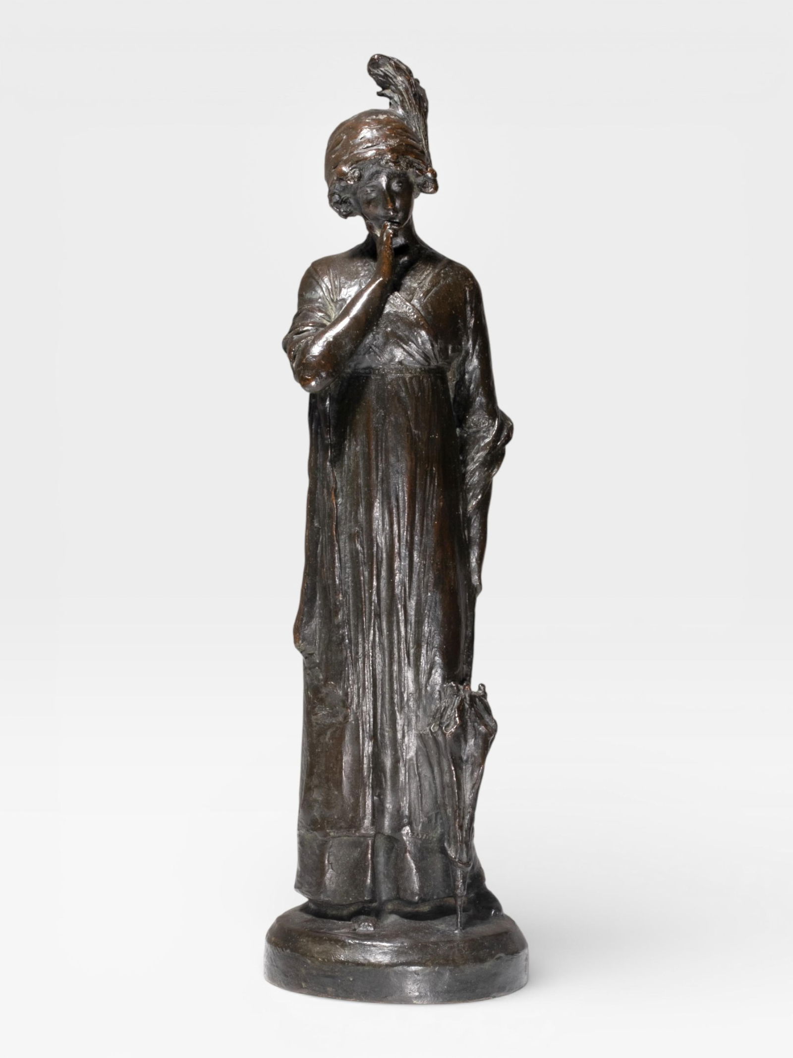 Raoul Larche Signed Art Nouveau Bronze “Woman with Umbrella", Circa 1911 (1 of 10)