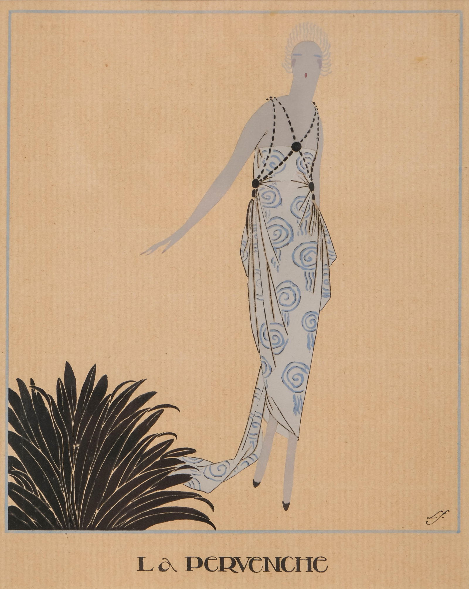 Liano Flores, La Periwinkle, Pochoir Fashion Illustration, 1919 (1 of 11)